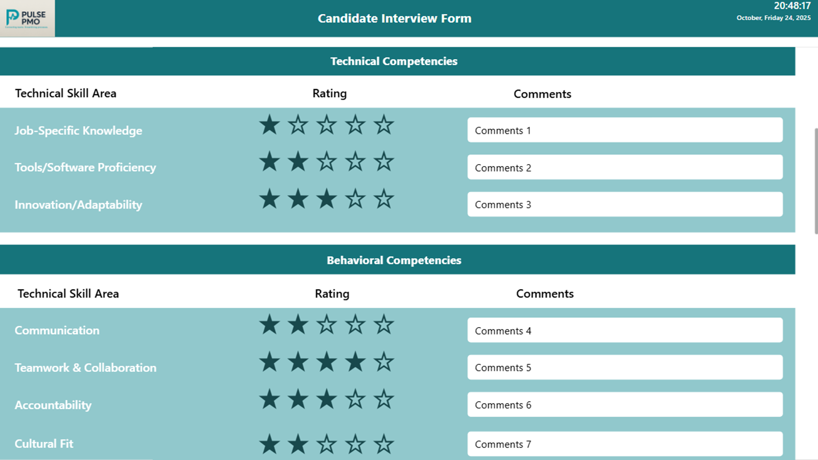 Form interaction example